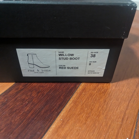 Rag and nd bone red suede willow stub boots 38 8 - Picture 5 of 10